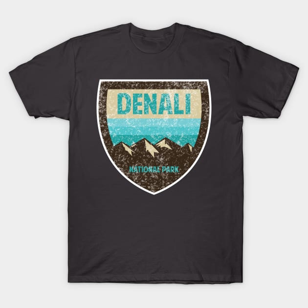 Denali National Park Retro Sticker T-Shirt by roamfree